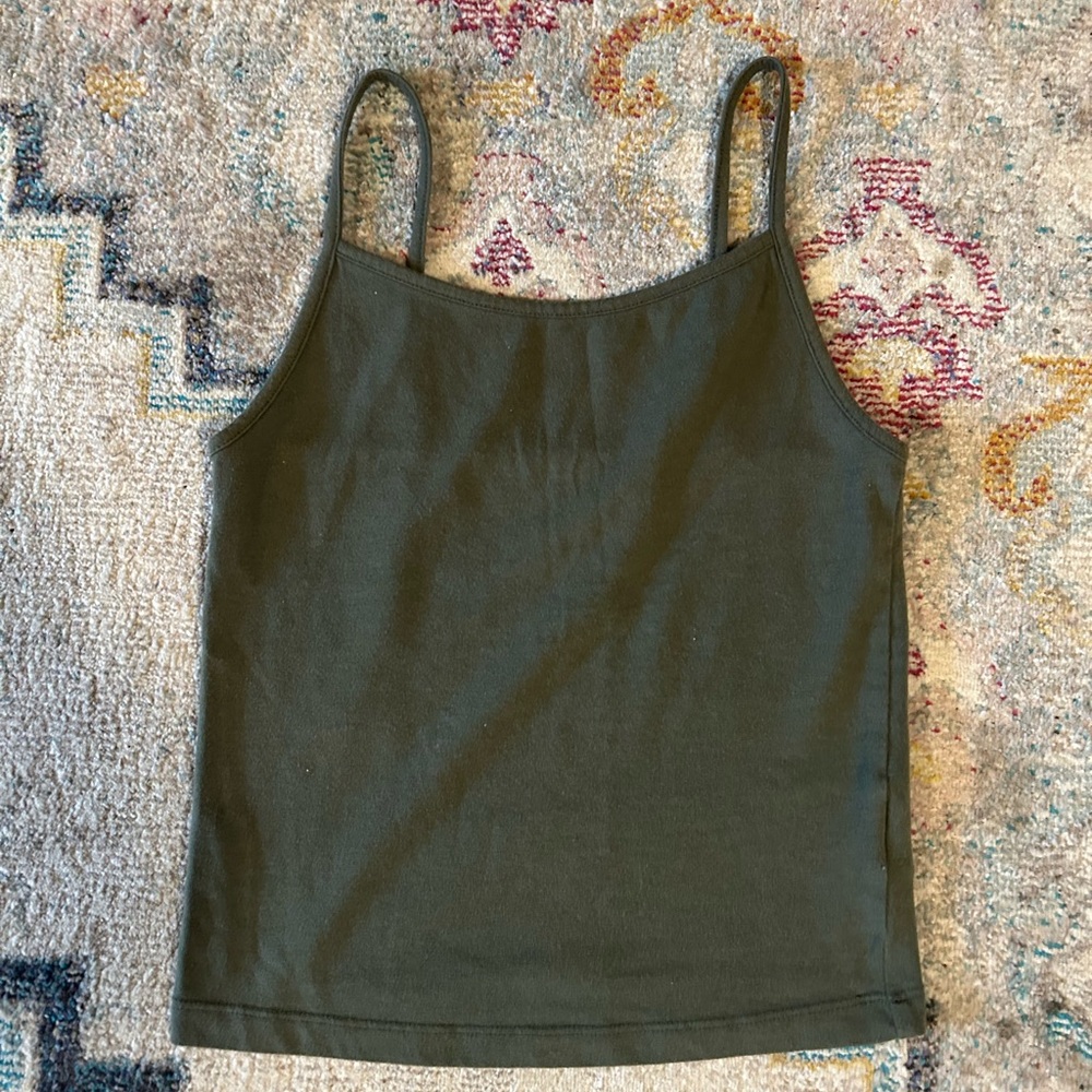 Army Green Cropped Tank Top